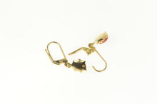 Load image into Gallery viewer, 14K Red Enamel Ladybug Charm Dangle Vintage Earrings Yellow Gold