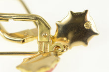 Load image into Gallery viewer, 14K Red Enamel Ladybug Charm Dangle Vintage Earrings Yellow Gold