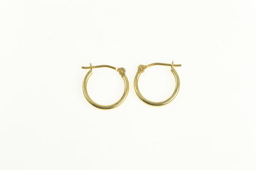 14K 12.3mm Classic Round Vintage Simple Hoop Earrings Yellow Gold