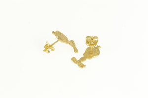 14K Tweety Bird Cartoon Character Stud Earrings Yellow Gold