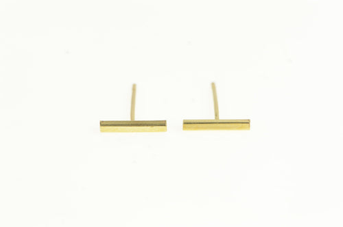 14K Squared Bar Pillar Line Geometric Stud Earrings Yellow Gold