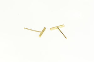 14K Squared Bar Pillar Line Geometric Stud Earrings Yellow Gold