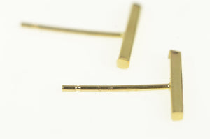 14K Squared Bar Pillar Line Geometric Stud Earrings Yellow Gold