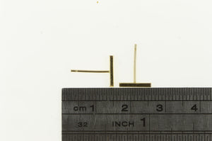14K Squared Bar Pillar Line Geometric Stud Earrings Yellow Gold