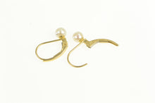 Load image into Gallery viewer, 14K 4.4mm Pearl Vintage Classic Simple Lever Back Earrings Yellow Gold