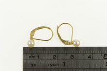 Load image into Gallery viewer, 14K 4.4mm Pearl Vintage Classic Simple Lever Back Earrings Yellow Gold
