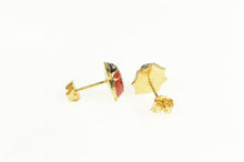 Load image into Gallery viewer, 14K Red Enamel Lady Bug Vintage Stud Lucky Earrings Yellow Gold