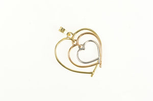 10K Tri Tone Heart Valentine Love Symbol Layered Charm/Pendant Yellow Gold