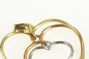 10K Tri Tone Heart Valentine Love Symbol Layered Charm/Pendant Yellow Gold