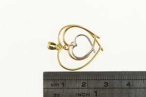 10K Tri Tone Heart Valentine Love Symbol Layered Charm/Pendant Yellow Gold