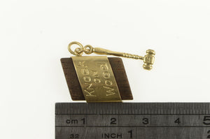 14K Knock On Wood Novelty Vintage Good Luck Charm/Pendant Yellow Gold