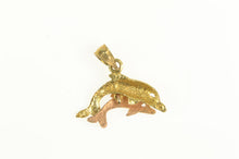 Load image into Gallery viewer, 14K Two Tone Diamond Cut Dolphin Ocean Motif Charm/Pendant Yellow Gold