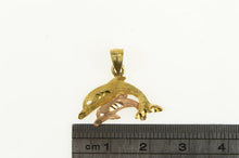Load image into Gallery viewer, 14K Two Tone Diamond Cut Dolphin Ocean Motif Charm/Pendant Yellow Gold