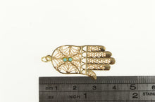 Load image into Gallery viewer, 14K Filigree Hamsa Turquoise Protection Symbol Charm/Pendant Yellow Gold