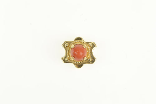 14K Victorian Inspired Coral Slide Bracelet Charm/Pendant Yellow Gold