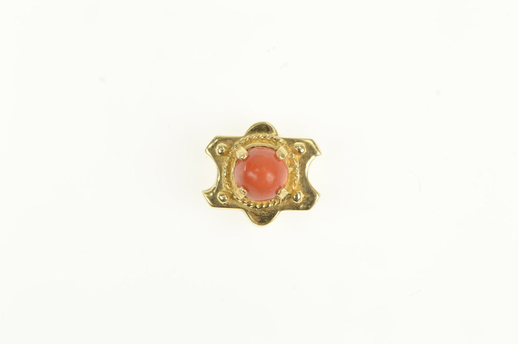 14K Victorian Inspired Coral Slide Bracelet Charm/Pendant Yellow Gold