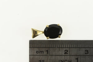 14K Oval Black Onyx Vintage Solitaire Classic Charm/Pendant Yellow Gold