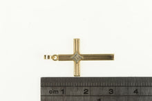 Load image into Gallery viewer, 10K Vintage Diamond Inset Classic Cross Christian Charm/Pendant Yellow Gold