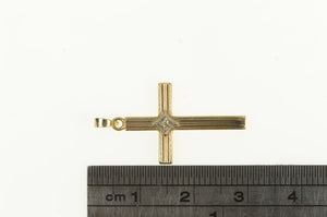 10K Vintage Diamond Inset Classic Cross Christian Charm/Pendant Yellow Gold