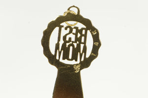 14K Best Mom Ribbon Mothers Day Love Message Charm/Pendant Yellow Gold
