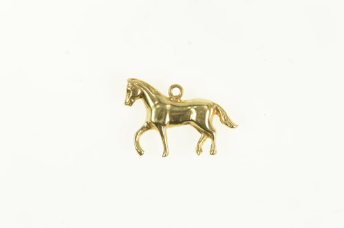 14K 3D Horse Animal Equestrian Polo Racing Charm/Pendant Yellow Gold
