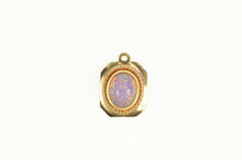 Load image into Gallery viewer, 14K Oval Opal Chip Inlay Doublet Squared Charm/Pendant Yellow Gold