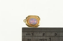 Load image into Gallery viewer, 14K Oval Opal Chip Inlay Doublet Squared Charm/Pendant Yellow Gold