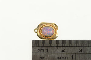 14K Oval Opal Chip Inlay Doublet Squared Charm/Pendant Yellow Gold