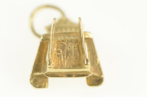 14K 3D Rocking Chair Vintage Relaxation Symbol Charm/Pendant Yellow Gold