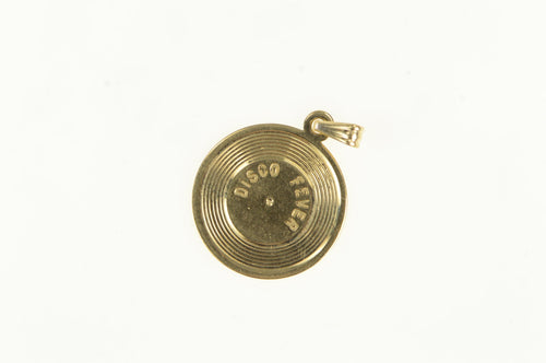 14K Disco Fever Vinyl Record Music Vintage Charm/Pendant Yellow Gold