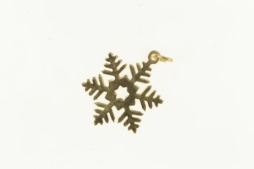 14K Snow Flake Winter Season Holiday Motif Charm/Pendant Yellow Gold