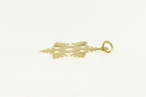 14K Snow Flake Winter Season Holiday Motif Charm/Pendant Yellow Gold