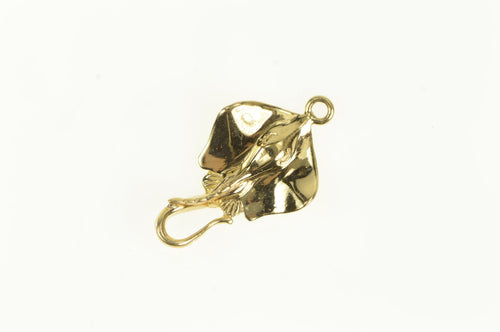 14K 3D Sting Ray Ocean Animal Fish Marine Life Charm/Pendant Yellow Gold