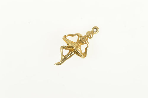 14K 3D Ballerina Dancer Ballet Tutu Vintage Charm/Pendant Yellow Gold
