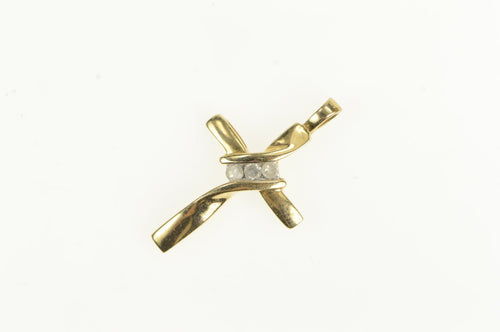 10K Diamond Classic Cross Christian Faith Charm/Pendant Yellow Gold
