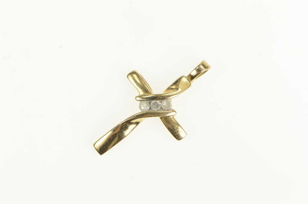 10K Diamond Classic Cross Christian Faith Charm/Pendant Yellow Gold