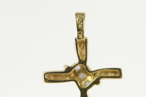 10K Diamond Classic Cross Christian Faith Charm/Pendant Yellow Gold