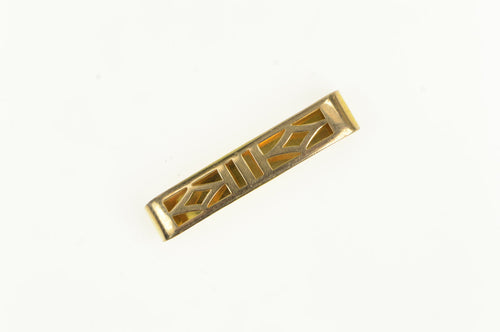 10K Art Deco Geometric Filigree Vintage Tie Bar Yellow Gold