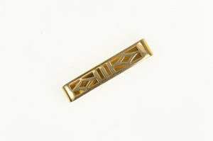 10K Art Deco Geometric Filigree Vintage Tie Bar Yellow Gold