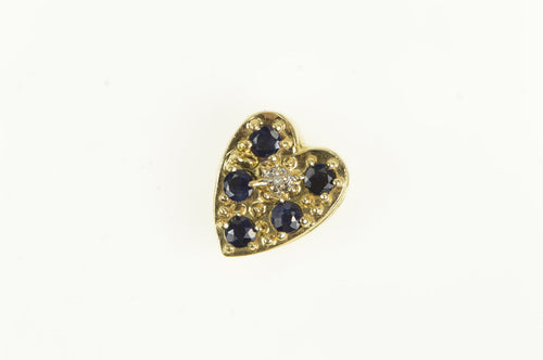 14K Sapphire Diamond Heart Slide Bracelet Charm/Pendant Yellow Gold