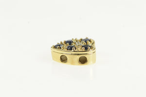 14K Sapphire Diamond Heart Slide Bracelet Charm/Pendant Yellow Gold