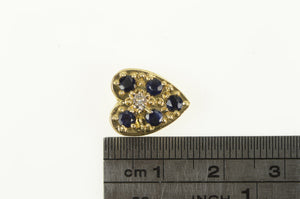 14K Sapphire Diamond Heart Slide Bracelet Charm/Pendant Yellow Gold