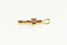 Load image into Gallery viewer, 14K Garnet Inset Cross Christian Faith Symbol Pendant Yellow Gold