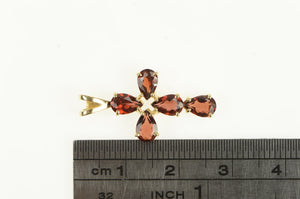 14K Garnet Inset Cross Christian Faith Symbol Pendant Yellow Gold