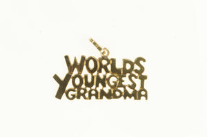 14K Worlds Youngest Grandma Novelty Funny Word Charm/Pendant Yellow Gold