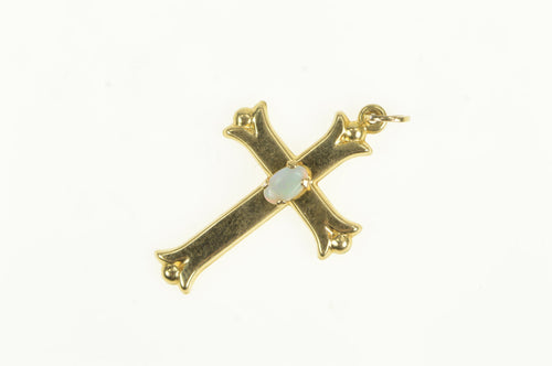 14K Opal Cross Christian Faith Vintage Charm/Pendant Yellow Gold