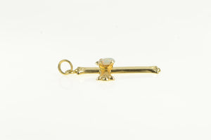 14K Opal Cross Christian Faith Vintage Charm/Pendant Yellow Gold