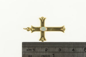 14K Opal Cross Christian Faith Vintage Charm/Pendant Yellow Gold