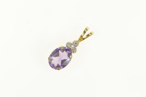14K Amethyst Diamond Cluster Accent Vintage Charm/Pendant Yellow Gold