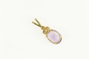 14K Amethyst Diamond Cluster Accent Vintage Charm/Pendant Yellow Gold